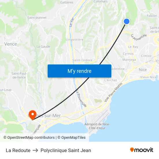 La Redoute to Polyclinique Saint Jean map