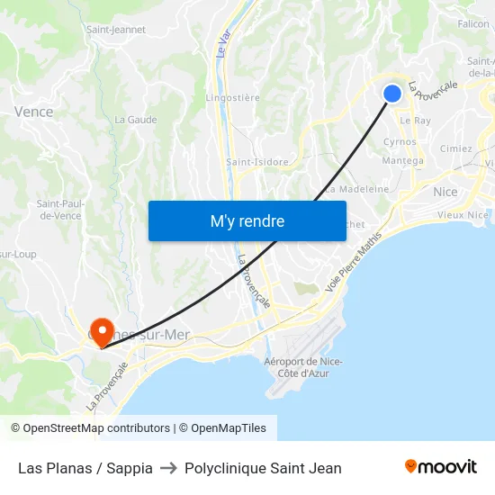 Las Planas / Sappia to Polyclinique Saint Jean map