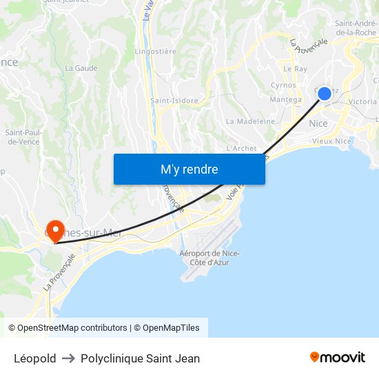 Léopold to Polyclinique Saint Jean map