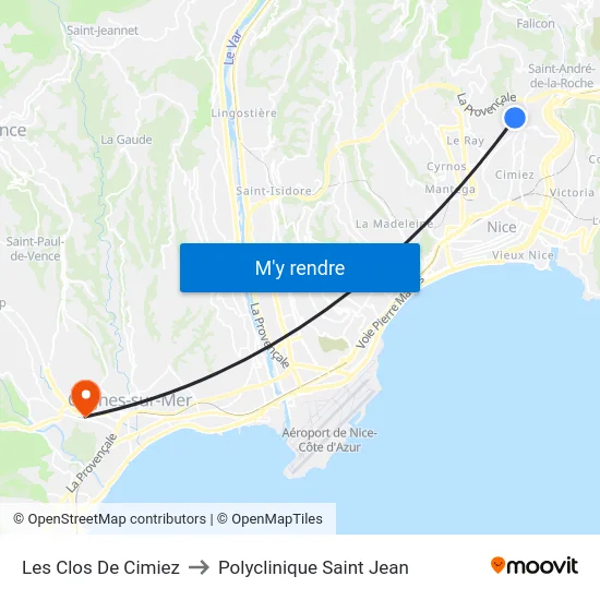 Les Clos De Cimiez to Polyclinique Saint Jean map