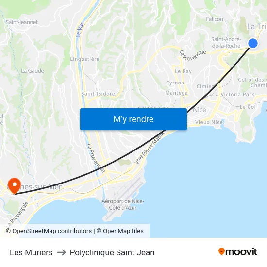 Les Mûriers to Polyclinique Saint Jean map