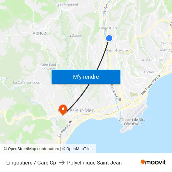 Lingostière / Gare Cp to Polyclinique Saint Jean map