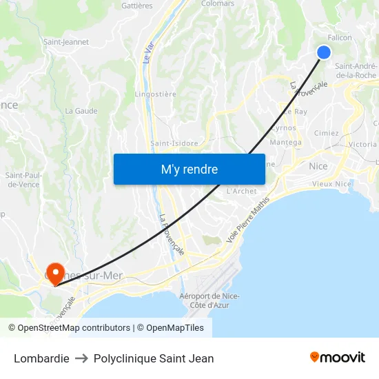 Lombardie to Polyclinique Saint Jean map