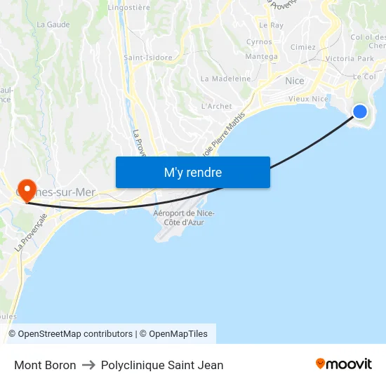 Mont Boron to Polyclinique Saint Jean map