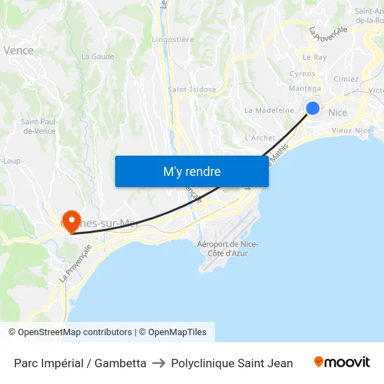 Parc Impérial / Gambetta to Polyclinique Saint Jean map