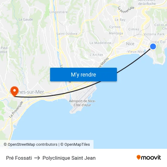 Pré Fossati to Polyclinique Saint Jean map