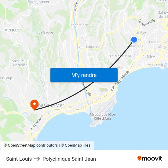 Saint-Louis to Polyclinique Saint Jean map