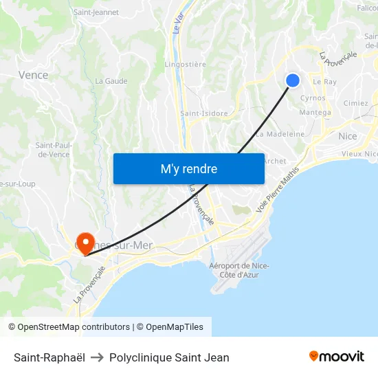 Saint-Raphaël to Polyclinique Saint Jean map