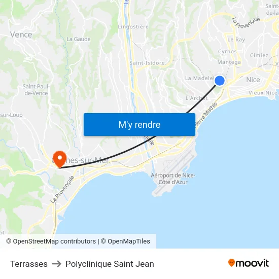 Terrasses to Polyclinique Saint Jean map