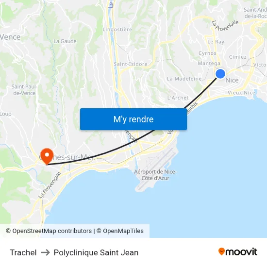 Trachel to Polyclinique Saint Jean map