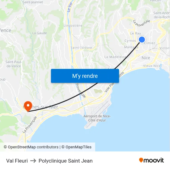 Val Fleuri to Polyclinique Saint Jean map