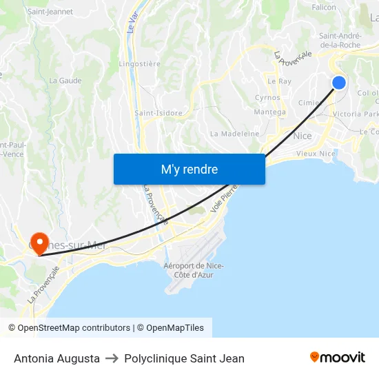 Antonia Augusta to Polyclinique Saint Jean map