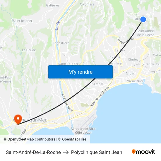 Saint-André-De-La-Roche to Polyclinique Saint Jean map