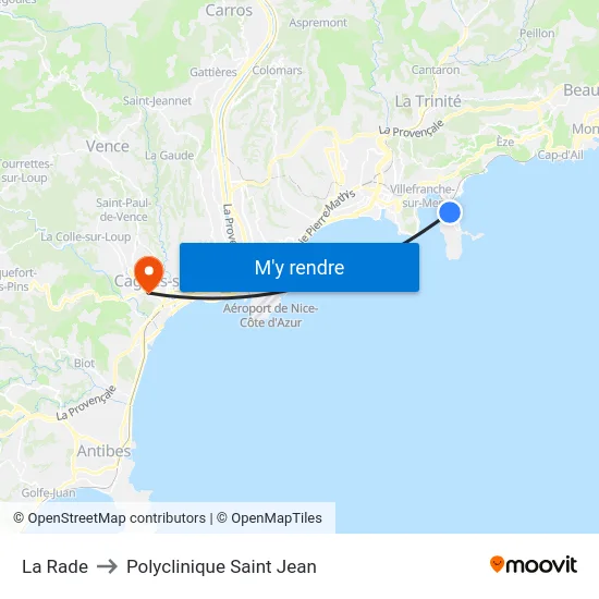 La Rade to Polyclinique Saint Jean map