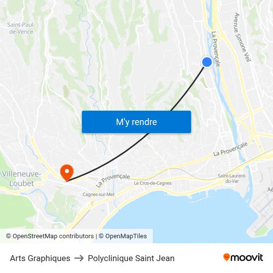 Arts Graphiques to Polyclinique Saint Jean map