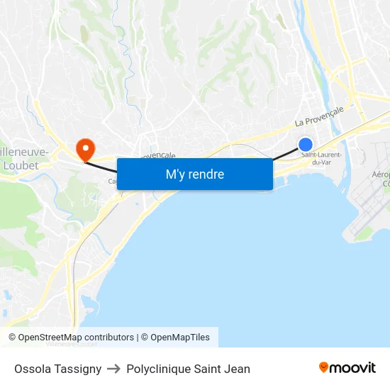 Ossola Tassigny to Polyclinique Saint Jean map