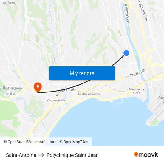 Saint-Antoine to Polyclinique Saint Jean map