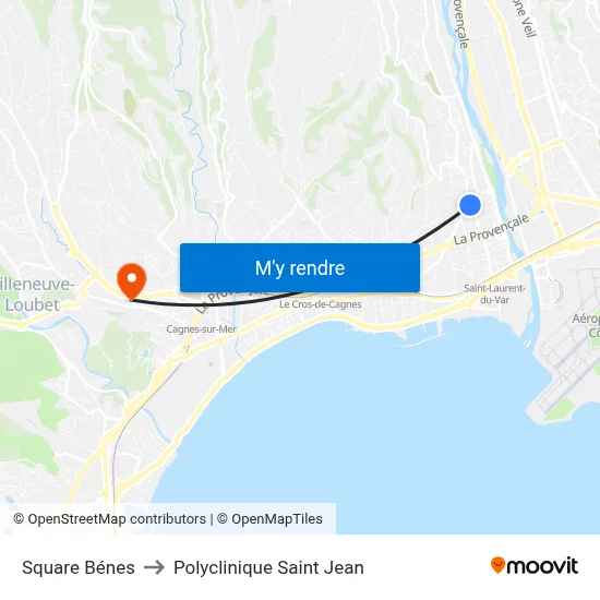 Square Bénes to Polyclinique Saint Jean map