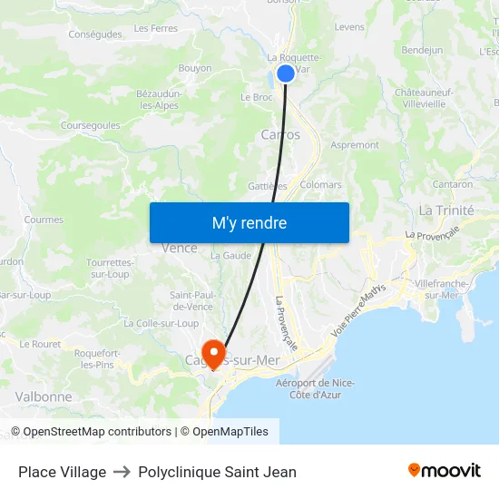 Place Village to Polyclinique Saint Jean map