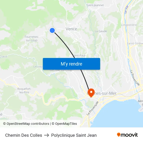 Chemin Des Colles to Polyclinique Saint Jean map