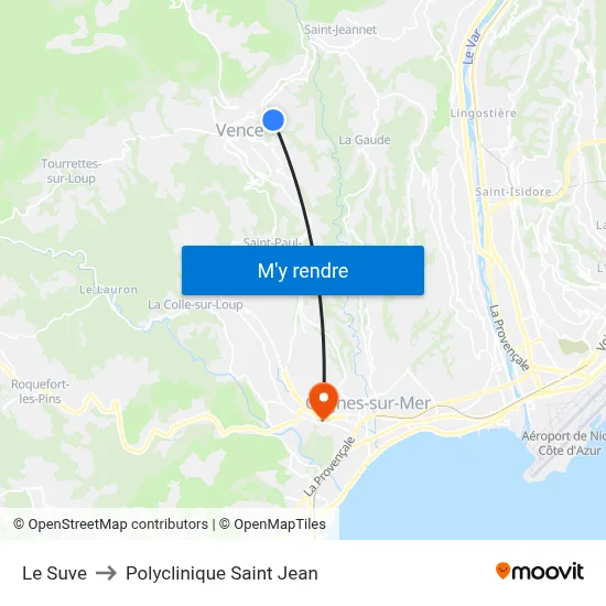Le Suve to Polyclinique Saint Jean map