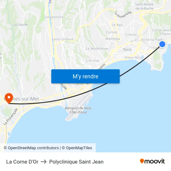 La Corne D'Or to Polyclinique Saint Jean map