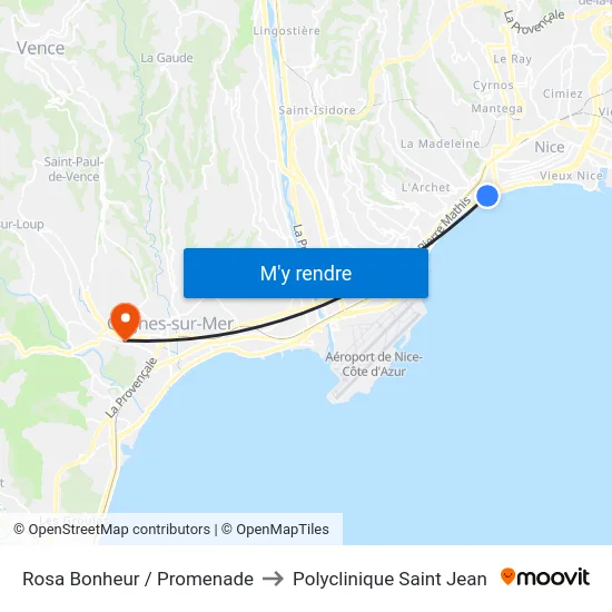 Rosa Bonheur / Promenade to Polyclinique Saint Jean map