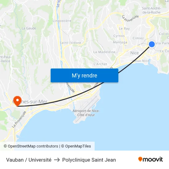 Vauban / Université to Polyclinique Saint Jean map