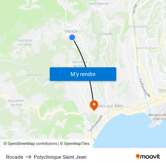 Rocade to Polyclinique Saint Jean map