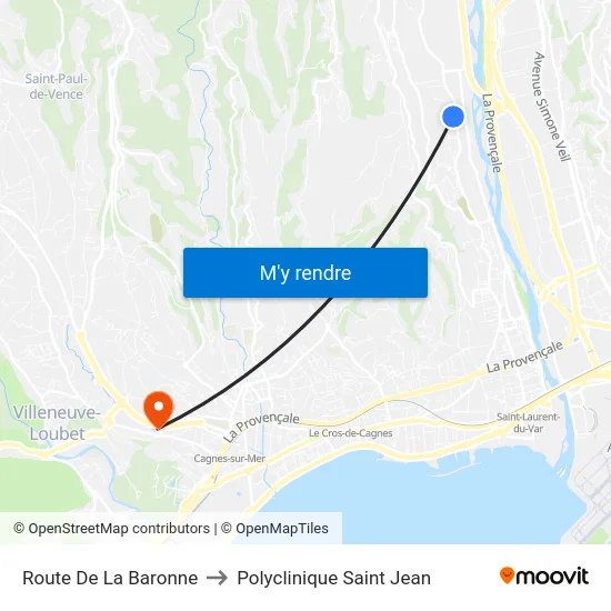 Route De La Baronne to Polyclinique Saint Jean map
