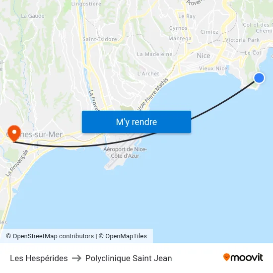 Les Hespérides to Polyclinique Saint Jean map