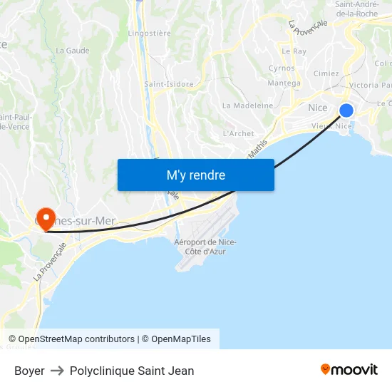 Boyer to Polyclinique Saint Jean map