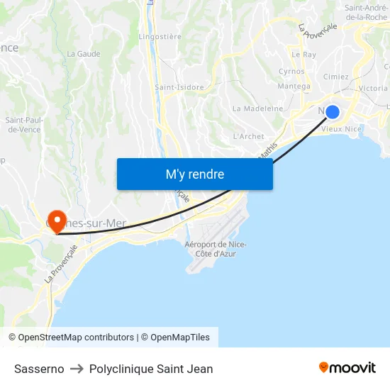 Sasserno to Polyclinique Saint Jean map