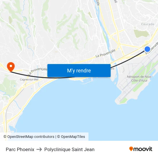 Parc Phoenix to Polyclinique Saint Jean map