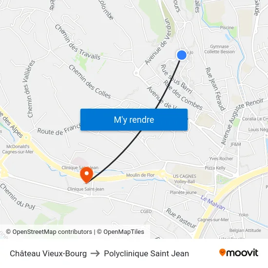 Château Vieux-Bourg to Polyclinique Saint Jean map