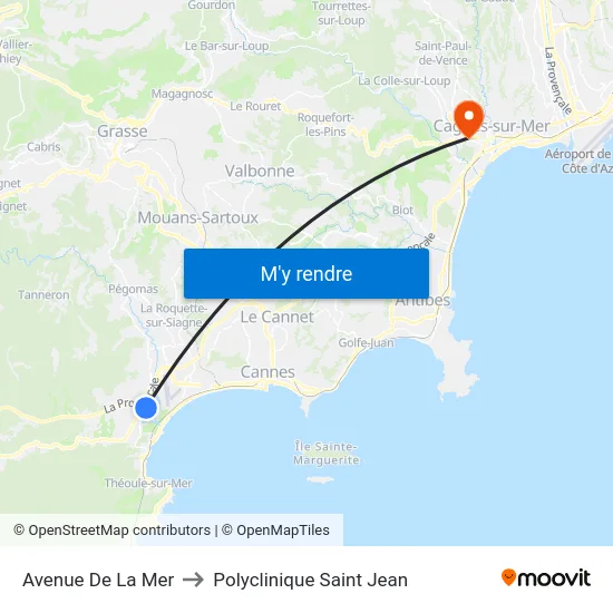 Avenue De La Mer to Polyclinique Saint Jean map