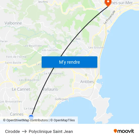 Cirodde to Polyclinique Saint Jean map
