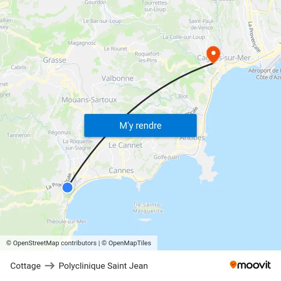 Cottage to Polyclinique Saint Jean map