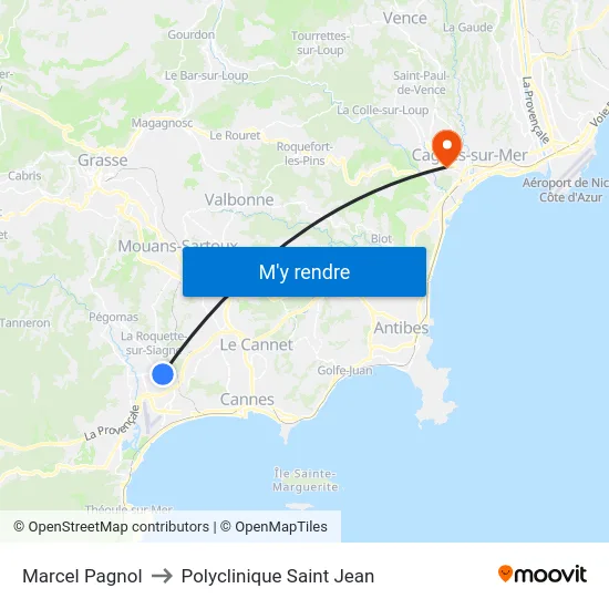Marcel Pagnol to Polyclinique Saint Jean map
