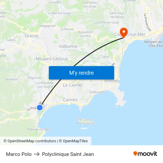 Marco Polo to Polyclinique Saint Jean map