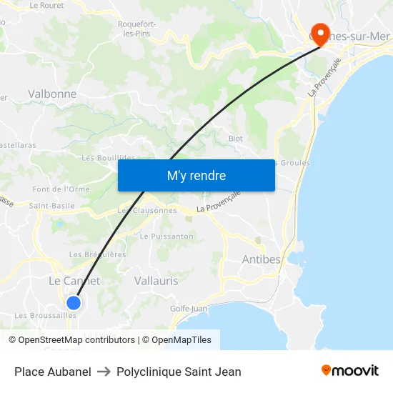 Place Aubanel to Polyclinique Saint Jean map