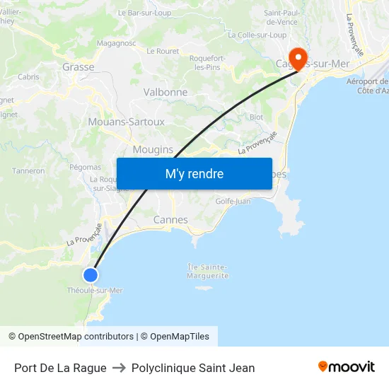 Port De La Rague to Polyclinique Saint Jean map