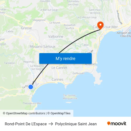Rond Point De L'Espace to Polyclinique Saint Jean map