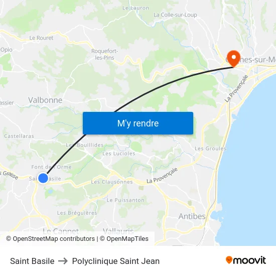 Saint Basile to Polyclinique Saint Jean map