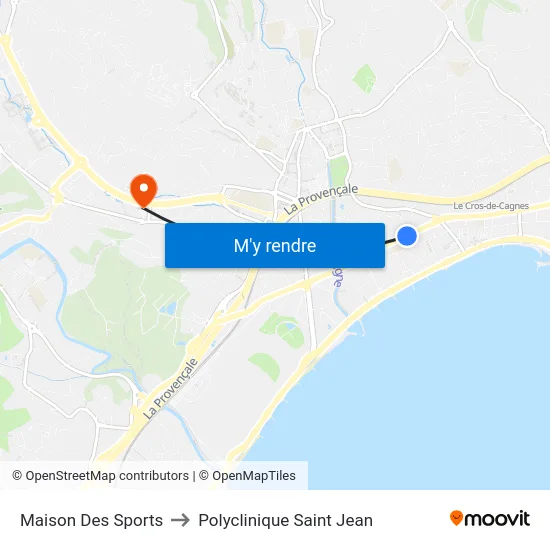 Maison Des Sports to Polyclinique Saint Jean map