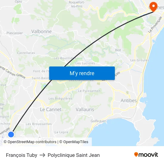 François Tuby to Polyclinique Saint Jean map