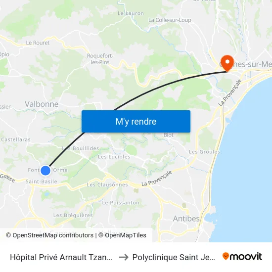 Hôpital Privé Arnault Tzanck to Polyclinique Saint Jean map
