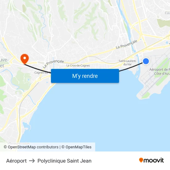 Aéroport to Polyclinique Saint Jean map