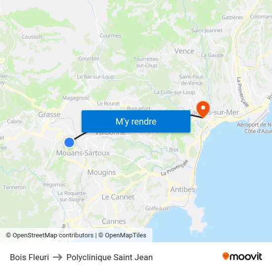 Bois Fleuri to Polyclinique Saint Jean map