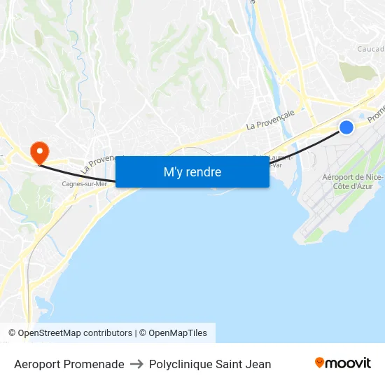 Aeroport Promenade to Polyclinique Saint Jean map
